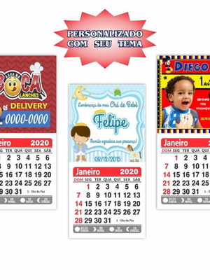 50 imãs de geladeira personalizado com calendário ano 2024