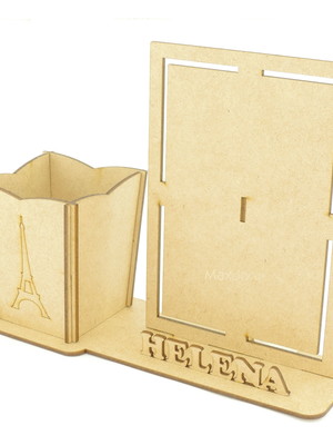 Porta retrato e canetas personalizado mdf - torre eiffel