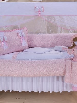 Kit para berço floral rosa 9 peças