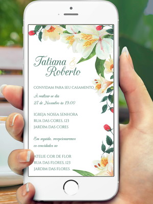 Convite de casamento digital floral