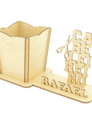 Porta canetas com display personalizado mdf - cabeleireiro