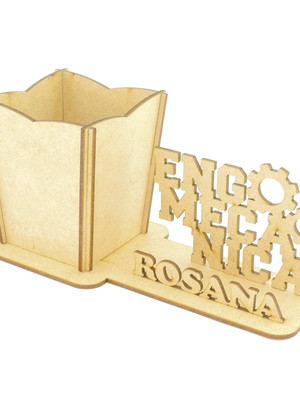 Porta canetas com display personalizado mdf - eng. mecânica