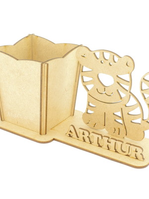 Porta canetas com display personalizado mdf - tigre