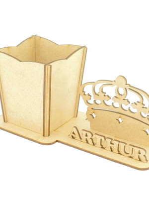 Porta canetas com display personalizado mdf - coroa