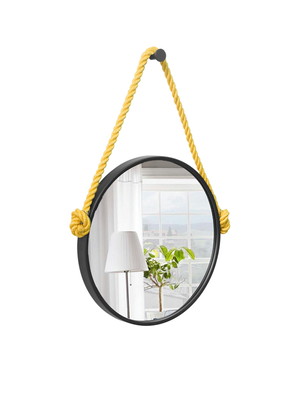 Espelho decorativo adnet preto alça sisal yellow 60cm