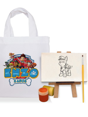 Lembrancinha kit pintura com sacolinha - patrulha canina