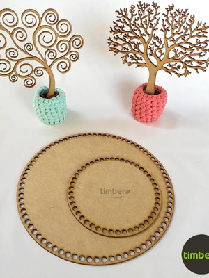 Base redonda 60cm de mdf para cesto de fio de malha - crochê