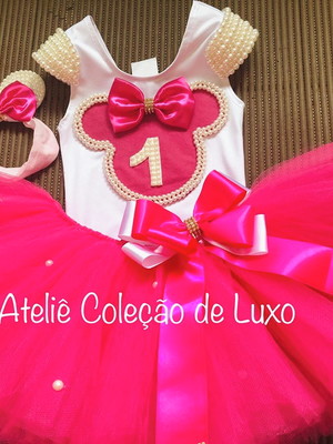 Conjunto tutu da minnie rosa - roupa de festa pink