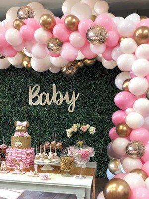 Kit arco desconstruído fita fácil balões rosa e dourado