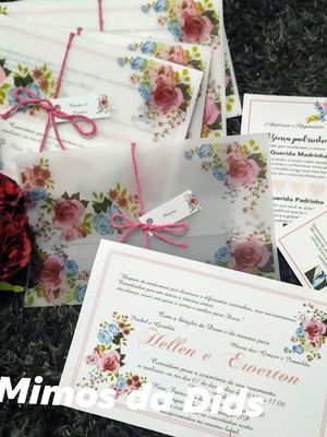 Convite de casamento papel vegetal