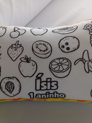 Almofada colorir 27x18 com 50 unidades tema frutas