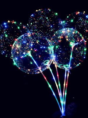 50 unidades baloes bubble led colorido 45 cm completo