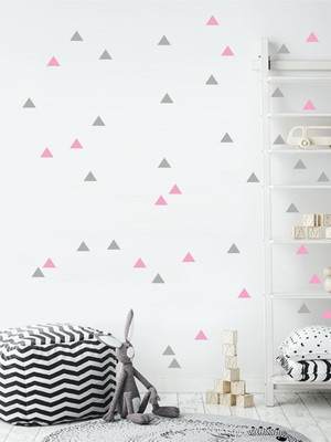 Adesivo de triangulo cinza e rosa kit com 50