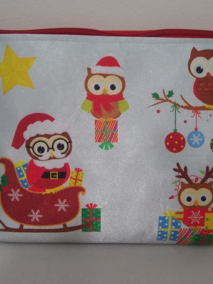 Necessaire coruja de natal 21x17