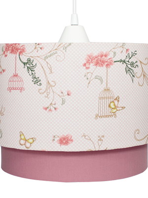 Lustre pendente jardim rosê passarinho quarto bebê menina