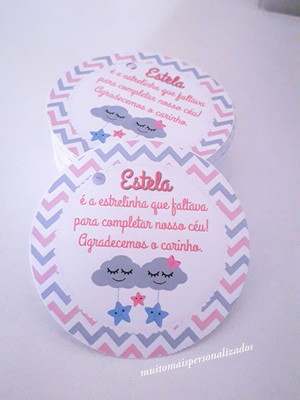 Tag para lembrancinha de nascimento menina