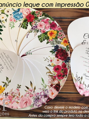 Leque de papel personalizado para casamento ou aniversário