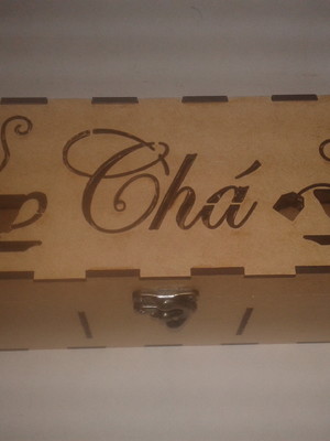 Porta chá em mdf desenhado co acrilico por dentro da tampa