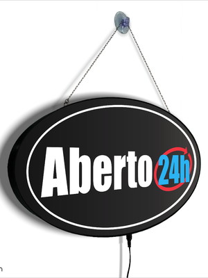 Display luminoso led oval 52x27cm aberto 24 horas
