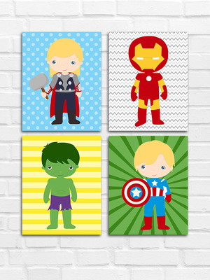 Placa decorativa de pvc kit 4 peças os vigadores baby