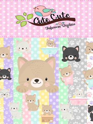 Kit scrapbook gatinhos fofos - (digital)