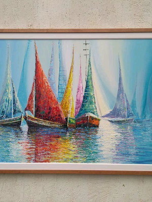 Quadro abstrato moderno barcos