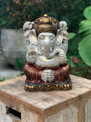 Escultura ganesha , 33cm - fortuna prosperidade - resina