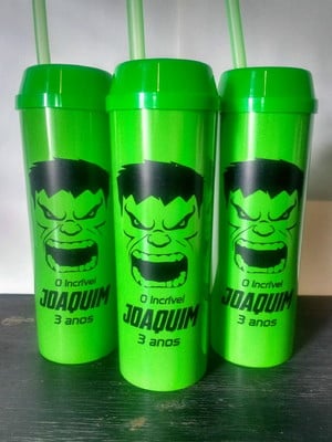 Copo long c/ tp + canudo - hulk