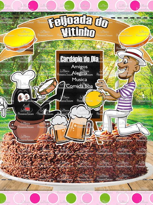 Topo de bolo pagode com feijoada