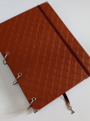 Caderno argolado a5 luxo couro caramelo