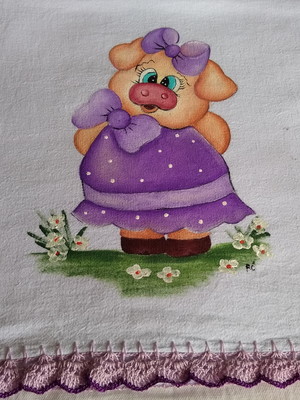 Guardanapo com pintura/ porquinha