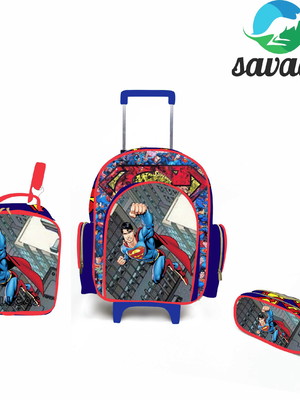 Kit mochila de rodinhas superman personalizada