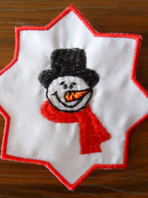 Patch bordado termocolante boneco de neve moldura