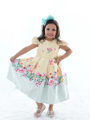 Vestido infantil floral amarelo