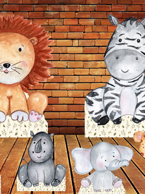 Kit totens safari babyaquarela