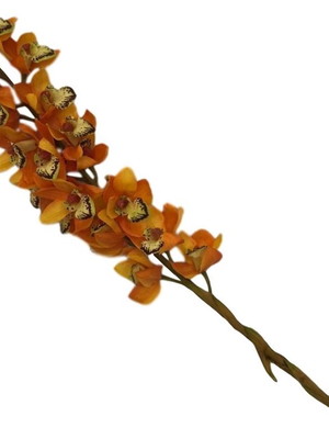 1 orquidea laranja + 6 folhas artificiais cimbídio real