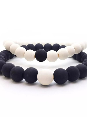 Pulseira casal em bolinhas acrílicas foscas