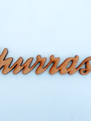 Palavra churrasco de 15 cm em mdf crú