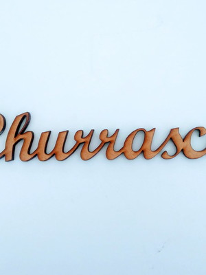 Palavra churrasco de 15 cm em mdf crú