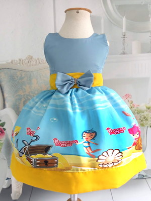 Vestido de festa infantil princesas do mar sereia
