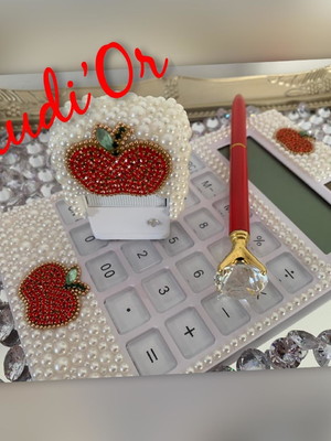Carimbo luxo personalizado + calculadora+ caneta de cristais