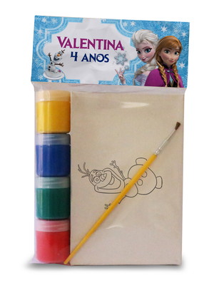 Kit pintura infantil com tela gravada e 4 tintas - olaf