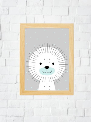 Quadro madeira leão escandinavo infantil a4
