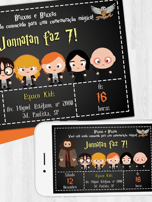 Convite digital harry potter - personalizado #3571