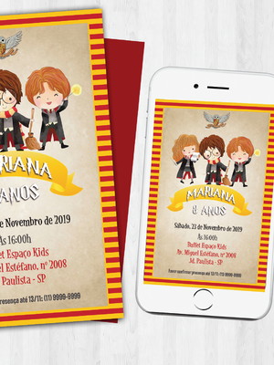 Convite digital harry potter - personalizado #3541