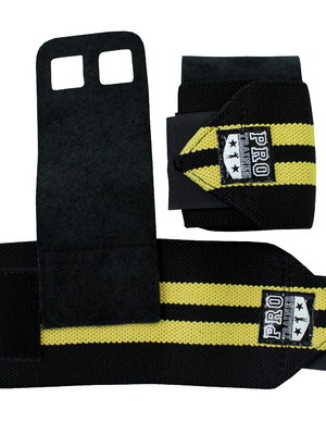 Luva grip com munhequeira preto com amarelo m