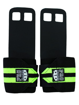 Luva grip com munhequeira preto com verde p