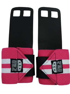 Luva grip com munhequeira rosa com branco g