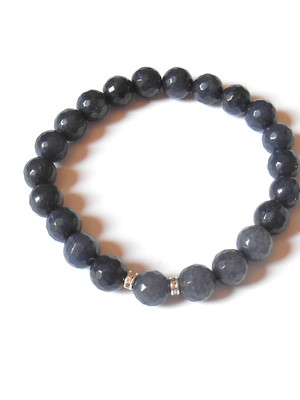 Pulseira jade safira facetada e cristais