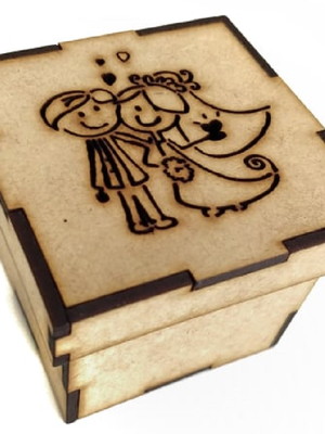 Caixa 10x10 mdf cru lembrancinha casamento noivinhos